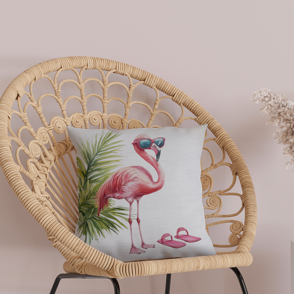 Pink Flamingo with Sunglasses Decorative pillow cover