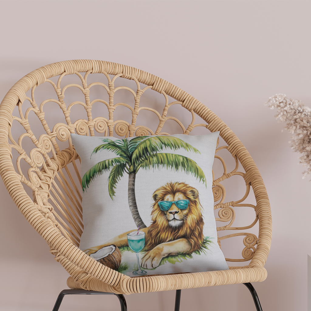 Summer Vibe Lion Under Palm Tree 
