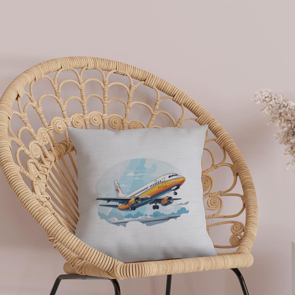 Retro Orange Commercial Airplane Decorative pillow cover