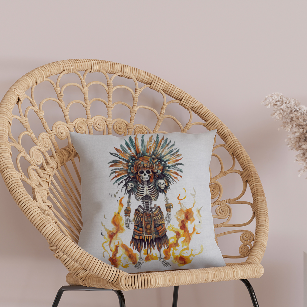 Aztek İskelet Savaşçı Dekoratif Kırlent Kılıfı