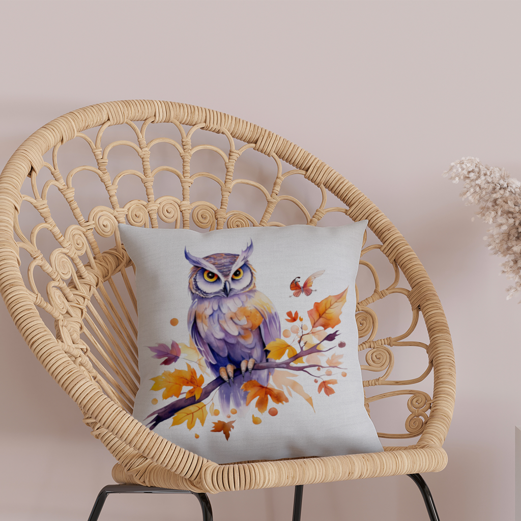 Whimsical Autumn Owl and Butterfly 