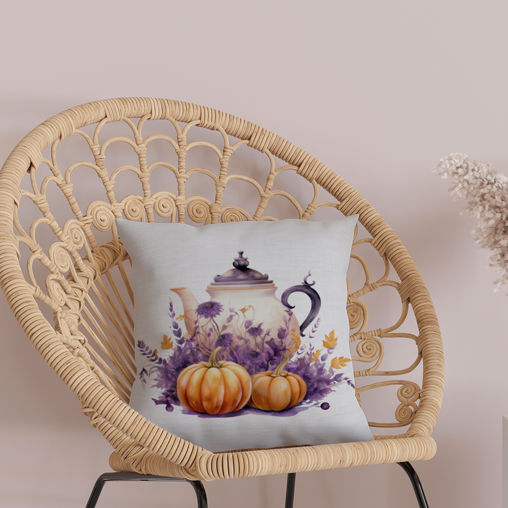 Vintage Purple Floral Pumpkin Teapot 