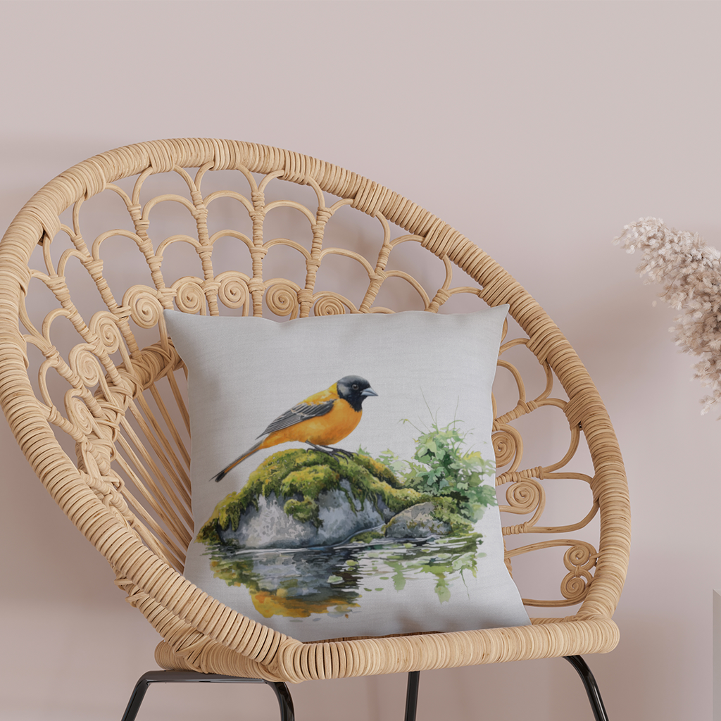 Orange Baltimore Oriole Bird Decorative pillow cover
