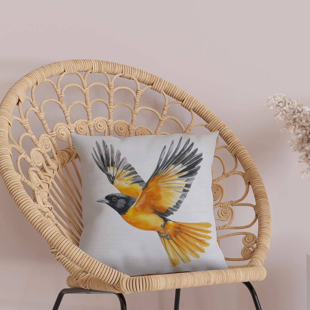 Watercolor Baltimore Oriole Decorative pillow cover
