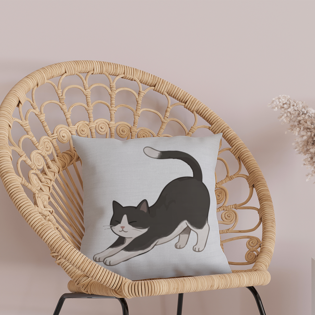 Stretching Tuxedo Cat 
