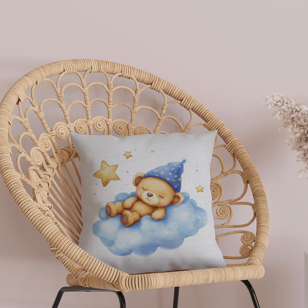 Sleeping Teddy Bear on a Cloud Decorative pillow cover