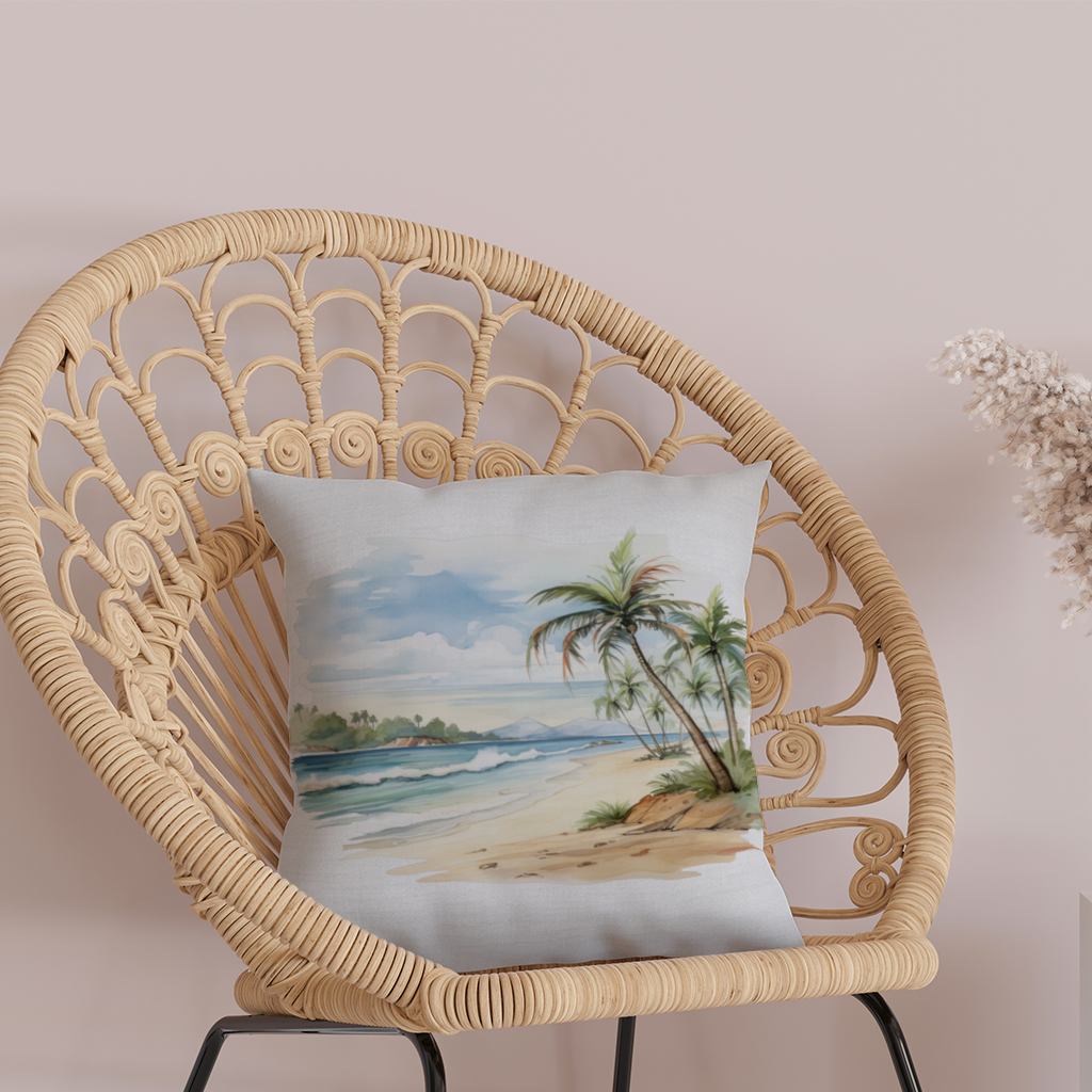 Tropical Palm Tree Beach Decorative pillow cover