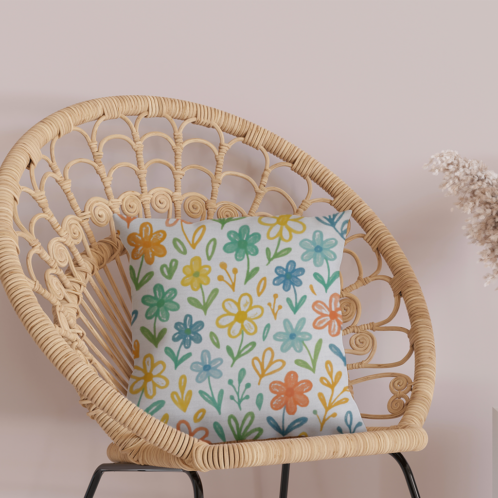 Colorful Boho Wildflowers Decorative pillow cover