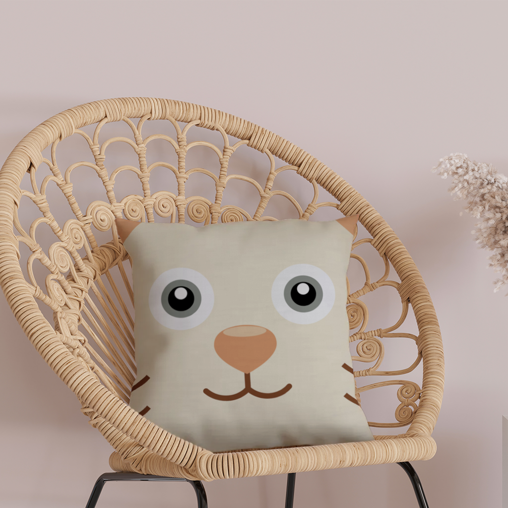 Mavi Ayı Pooli-Kedi Pedro yüz deseni Dekoratif Kırlent Kılıfı