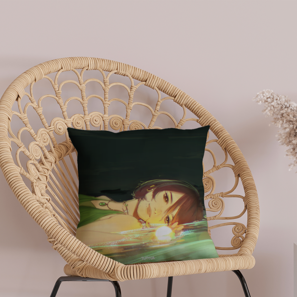 Sunset Glow Anime Girl Illustration Decorative pillow cover