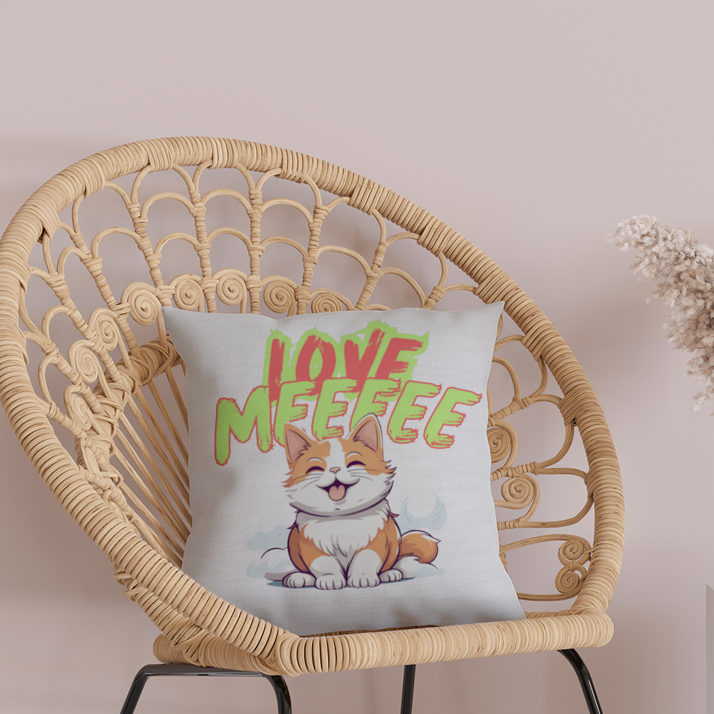 Sevimli Turuncu Kedi Love Me Dekoratif Kırlent Kılıfı