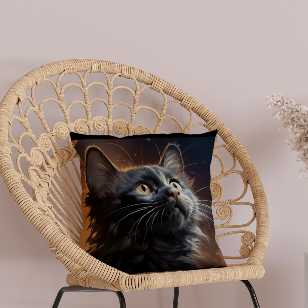 Black Cat Digital Art Decorative pillow cover