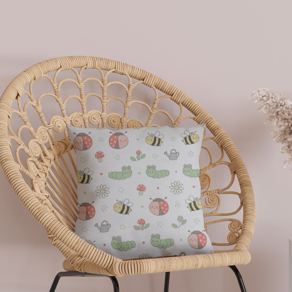 Cute Garden Bugs Pattern Decorative pillow cover