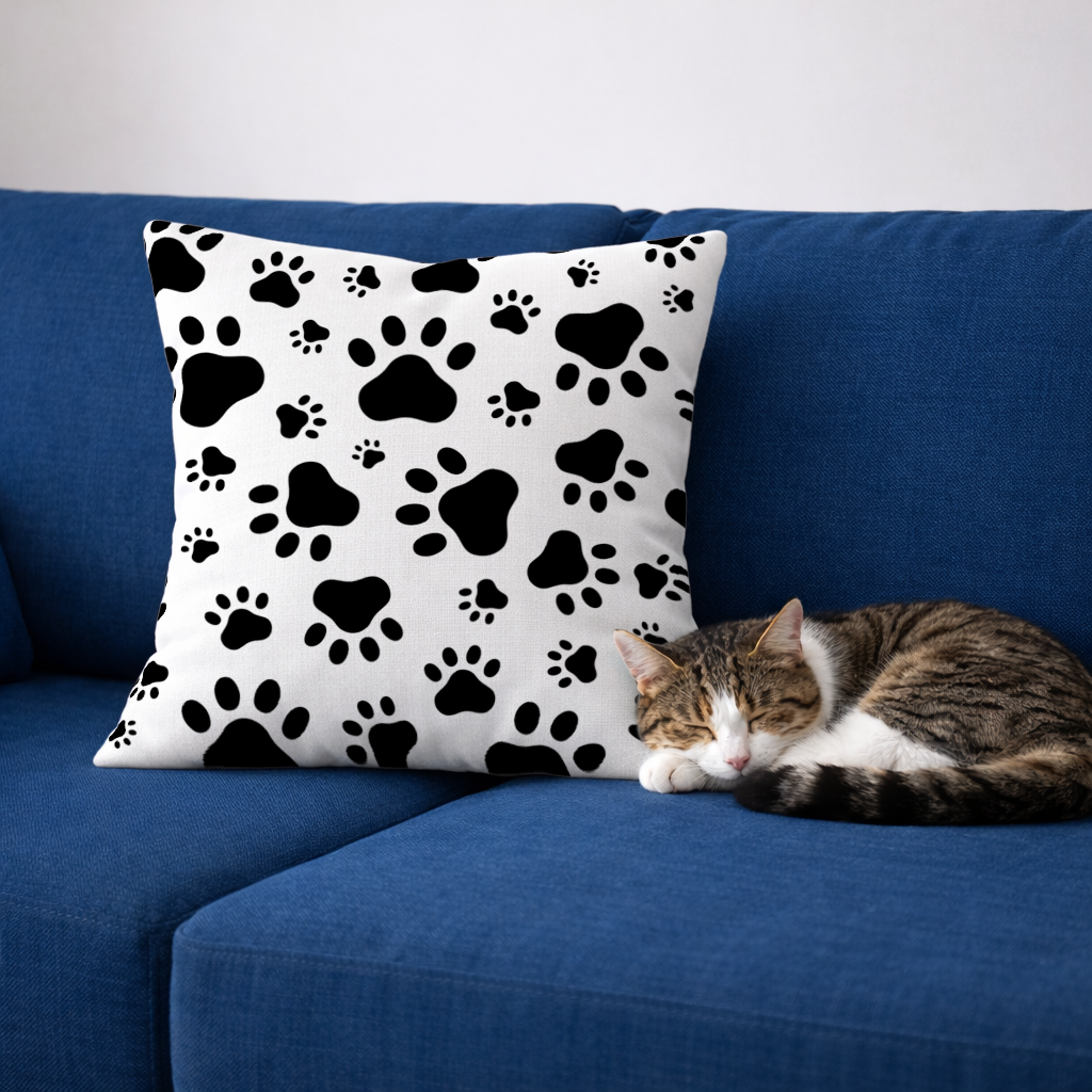 Black and White Paw Pattern Design Decorative pillow cover