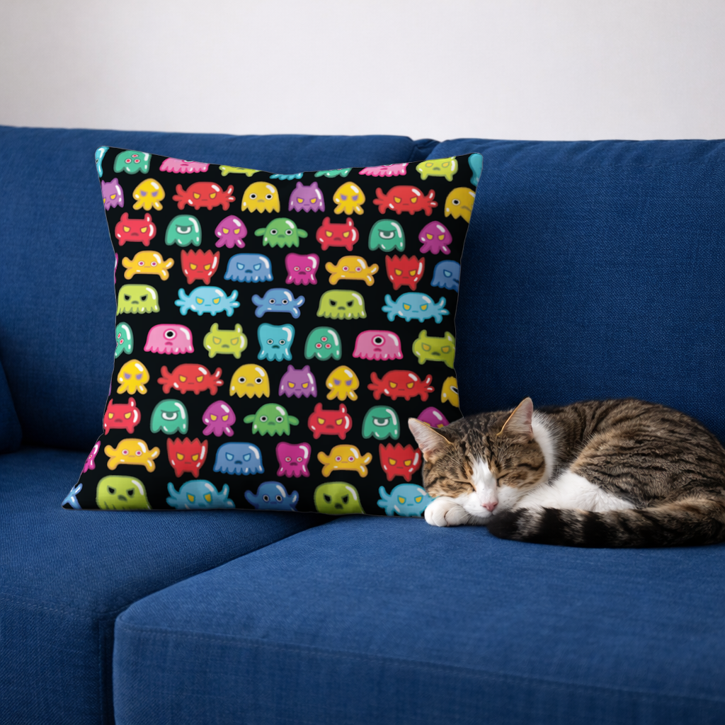Cute Colorful Monsters Seamless Pattern Decorative pillow cover