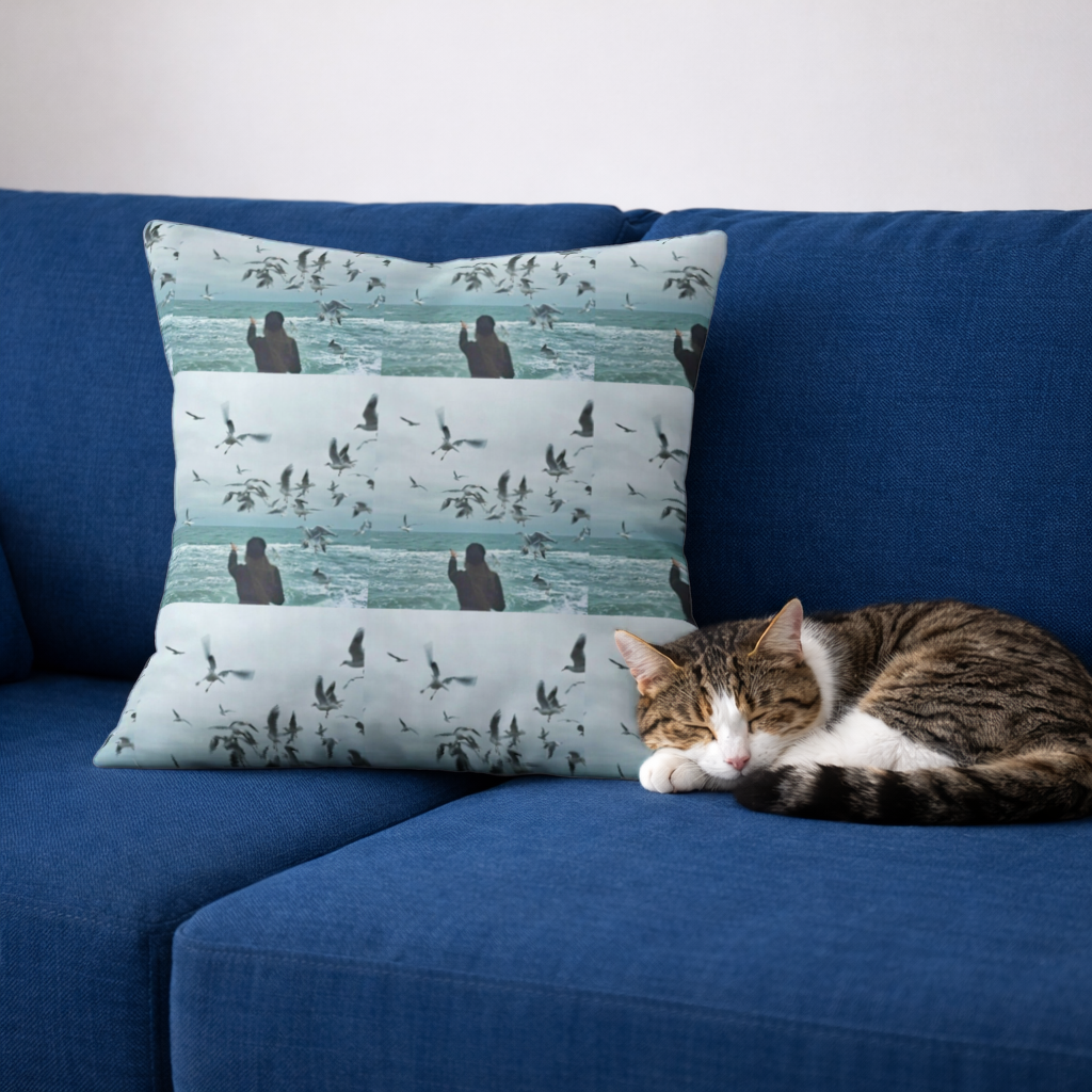 Sea and Birds A Design Interpretation of Freedom Decorative pillow cover