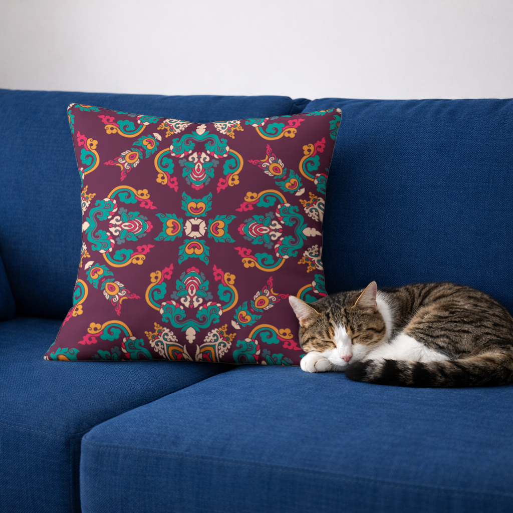 Colorful Ottoman Inspired Mandala Pattern Decorative pillow cover