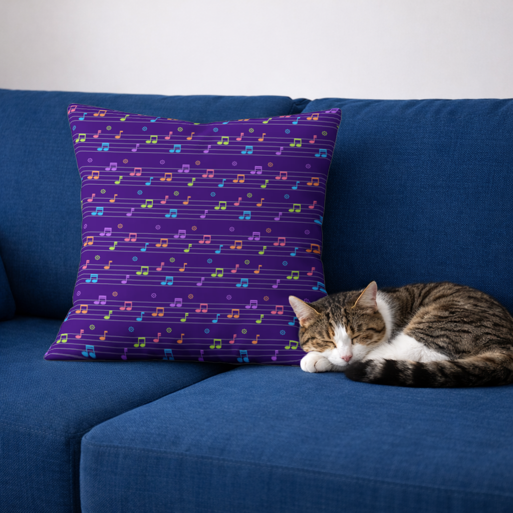 Colorful Music Notes and Modern Rhythm Seamless Pattern Decorative pillow cover