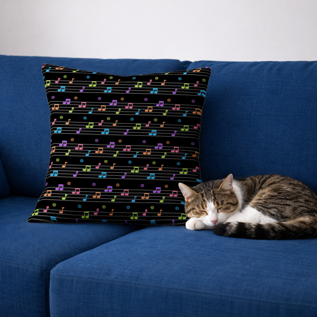 Vibrant Neon Music Notes and Rhythm Seamless Pattern 