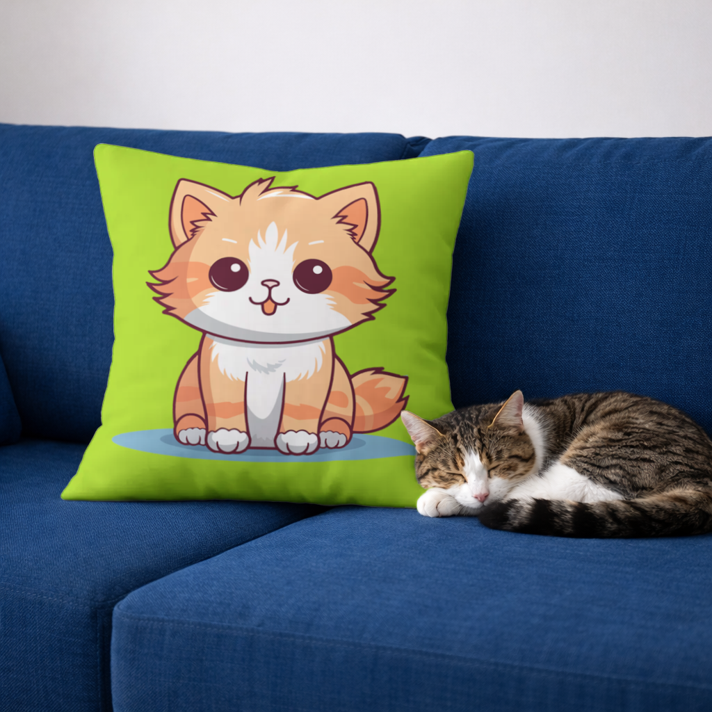 Cute Orange Cat Illustration Decorative pillow cover