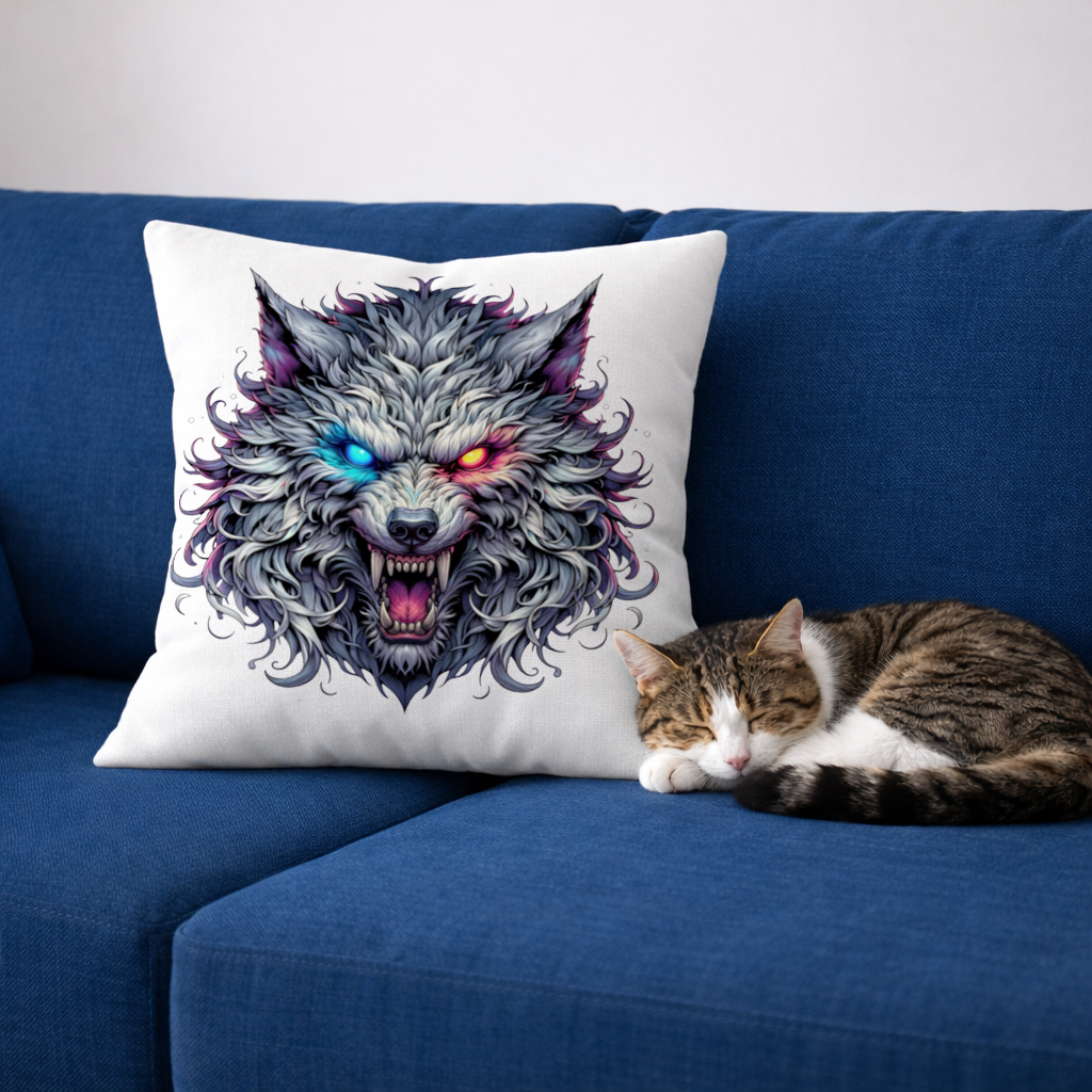 Fierce Wolf Head Illustration Heterochromia Eyes, Savage Wolf 