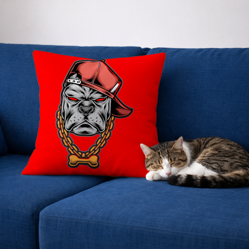 Hip Hop Style Gangster Dog Illustration Decorative pillow cover