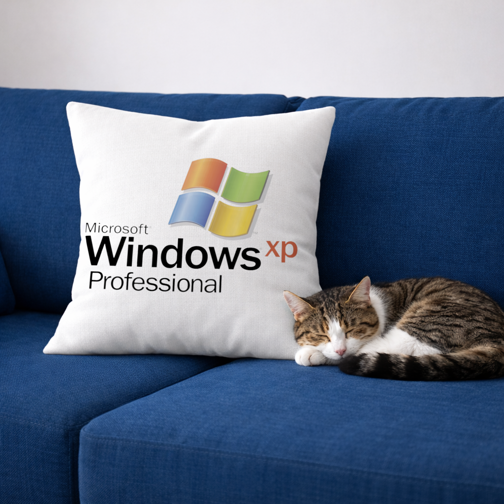 Dijital Nostalji İkonik Windows XP Logosu Dekoratif Kırlent Kılıfı