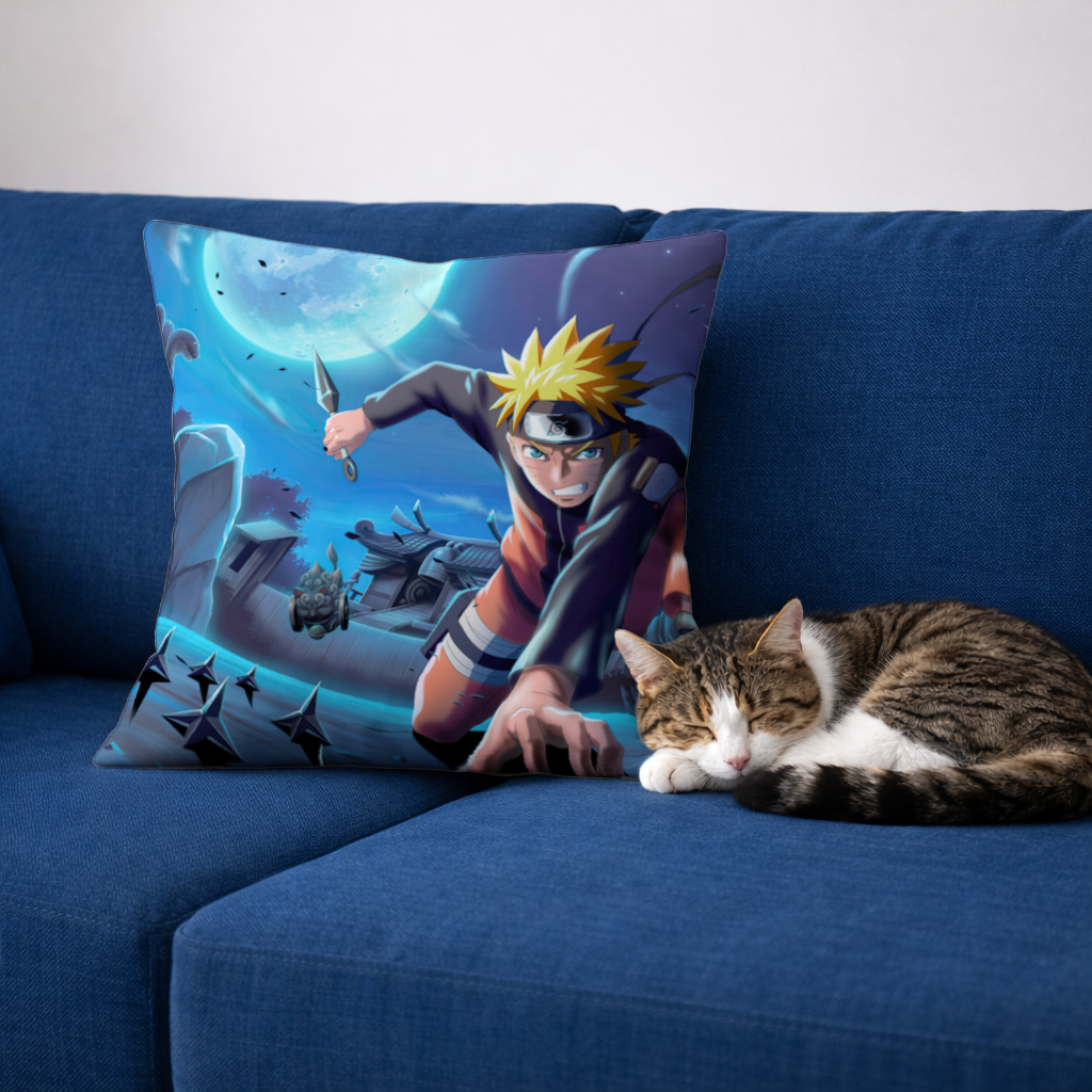 Naruto Uzumaki  Shinobi Strike Under the Moonlight Decorative pillow cover