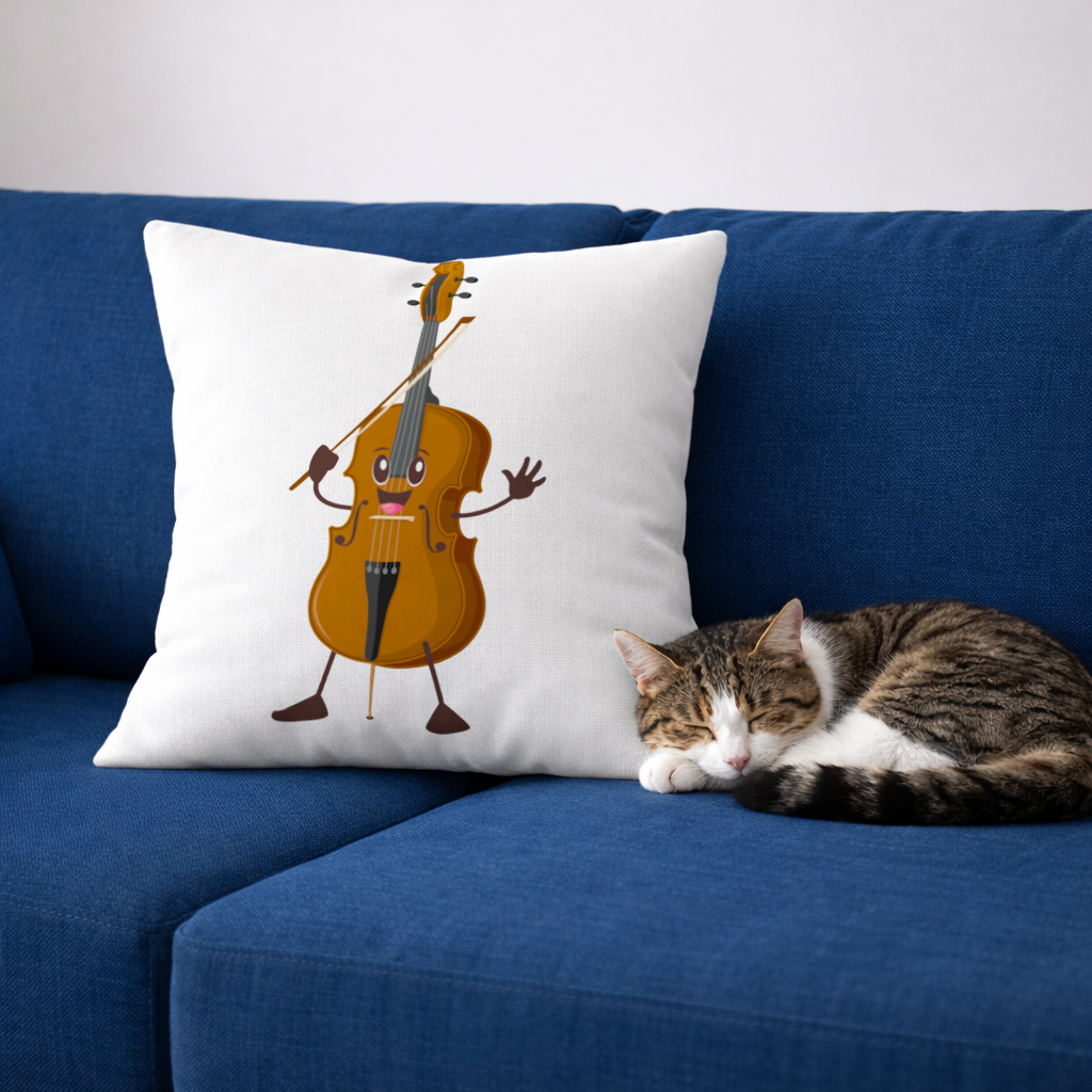Happy Cello Character Art Design Decorative pillow cover