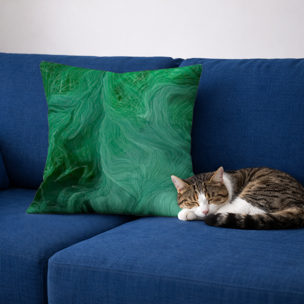 Black and green marbling Decorative pillow cover