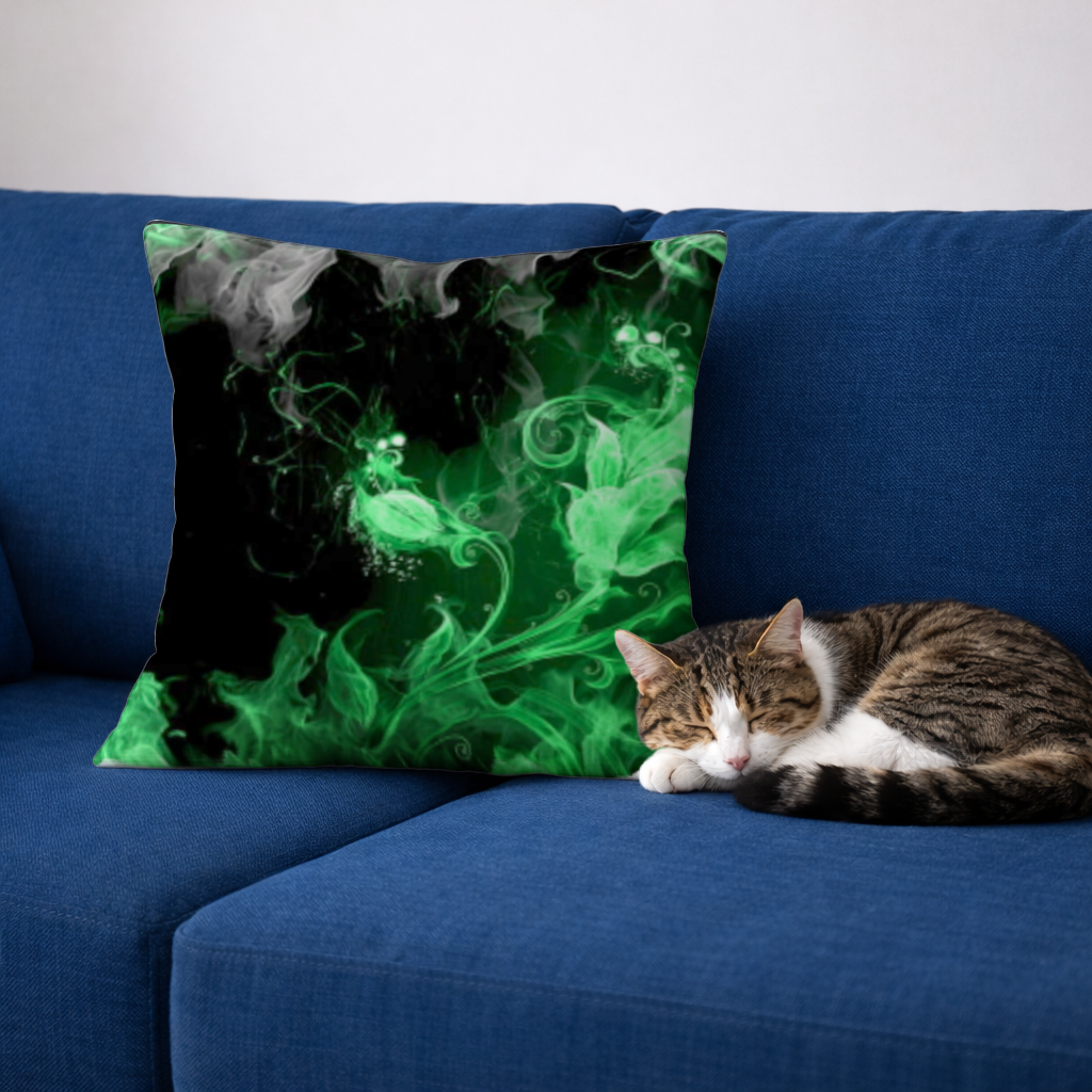 Green and black smokes Decorative pillow cover
