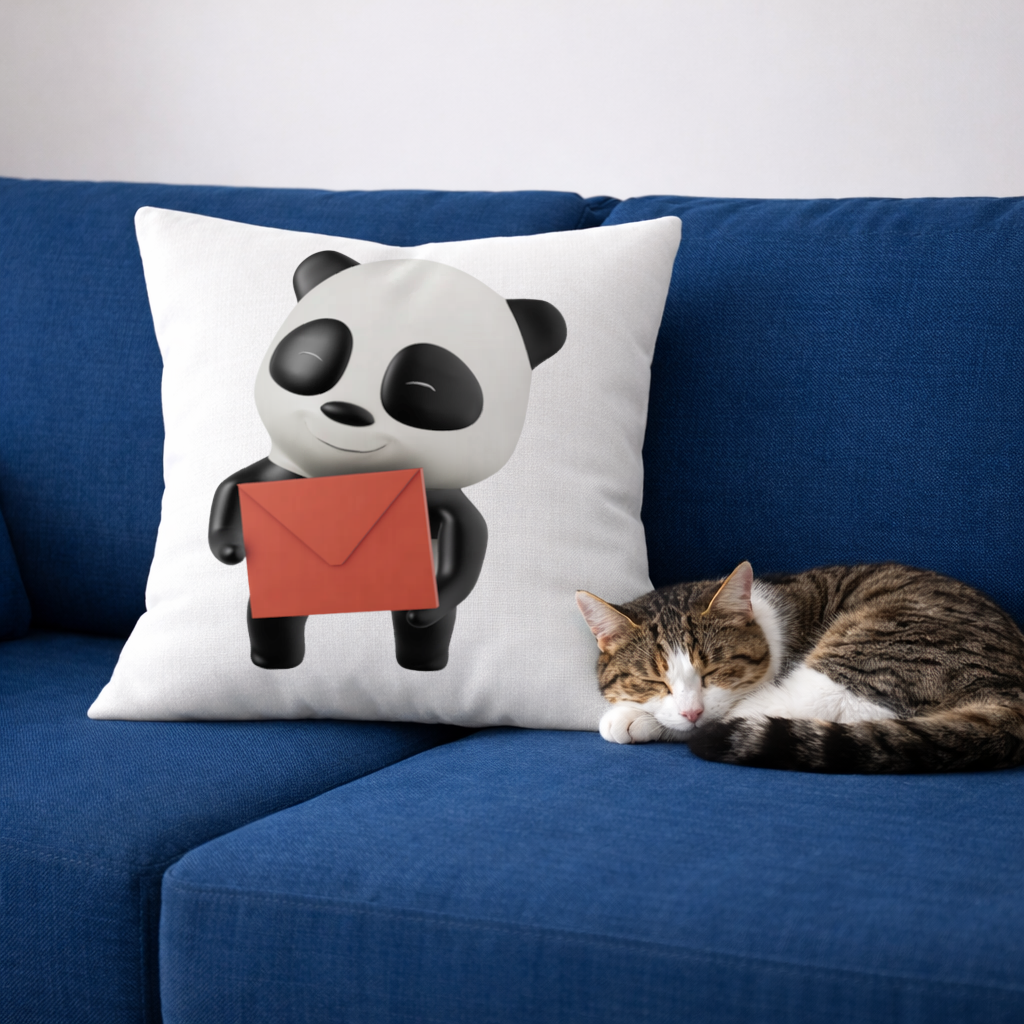 Happy Panda Character Holding Red Envelope 