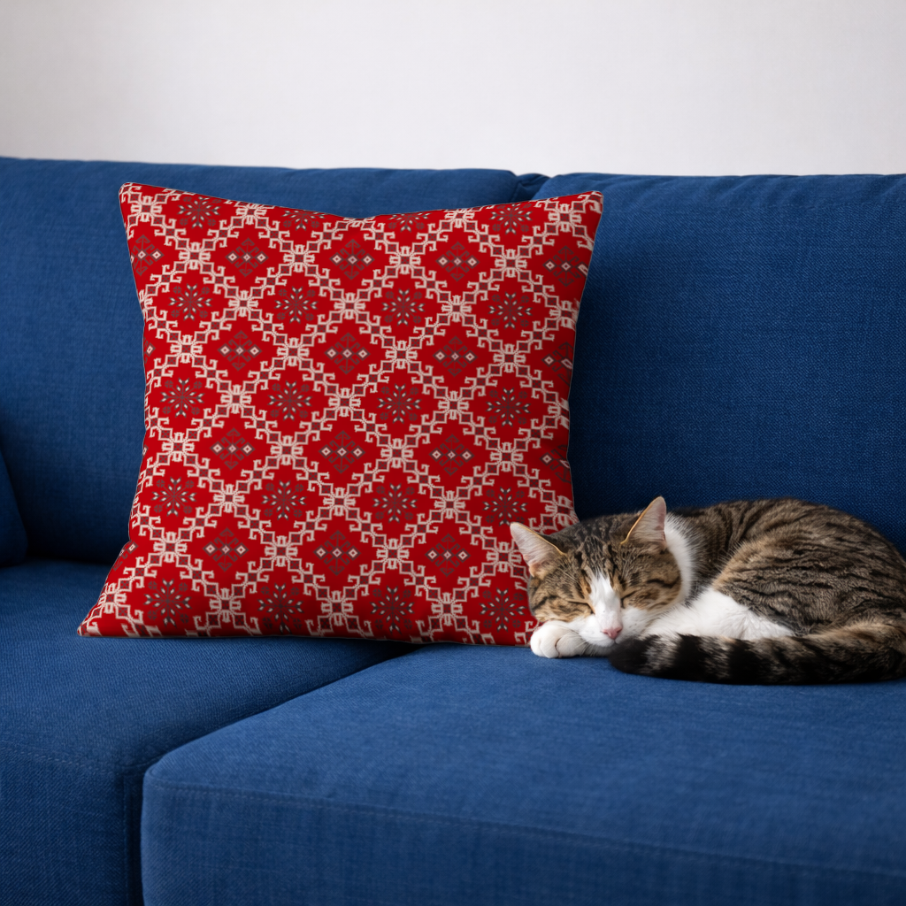 Red Ethnic Embroidery Pattern 