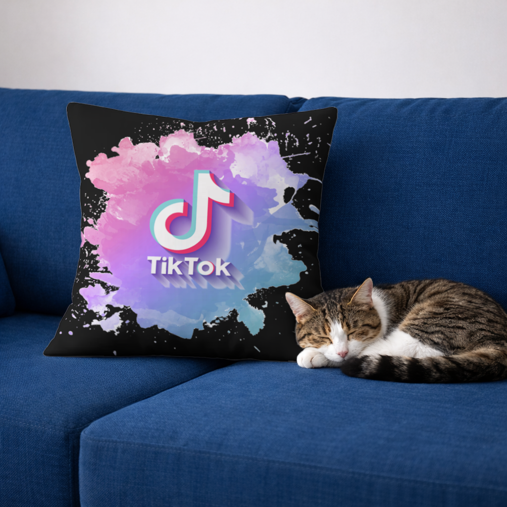 TikTok Logo with Watercolor Effect Decorative pillow cover