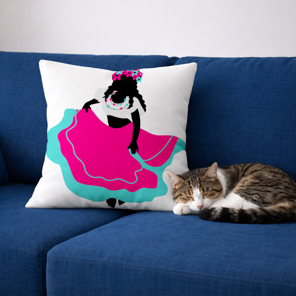 Mexican Folklorico Dancer Silhouette Decorative pillow cover