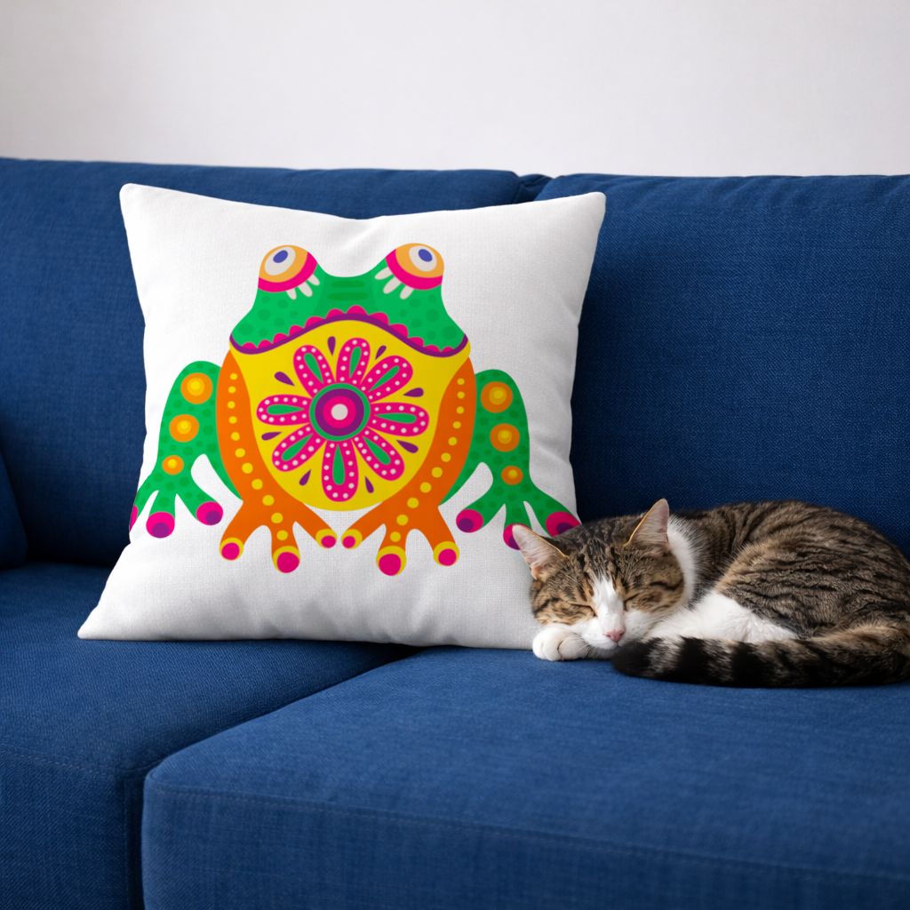 Mexican Alebrije Frog Decorative pillow cover