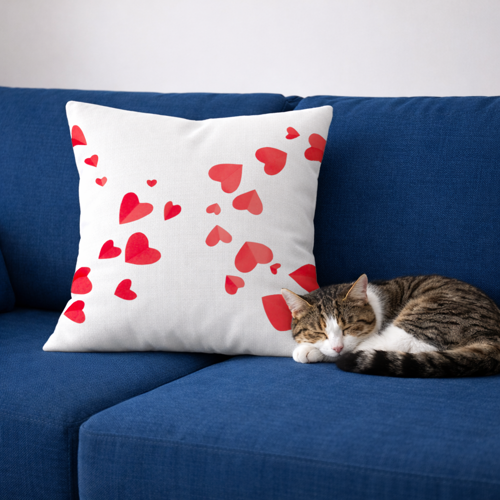 Red Hearts Frame Design Decorative pillow cover