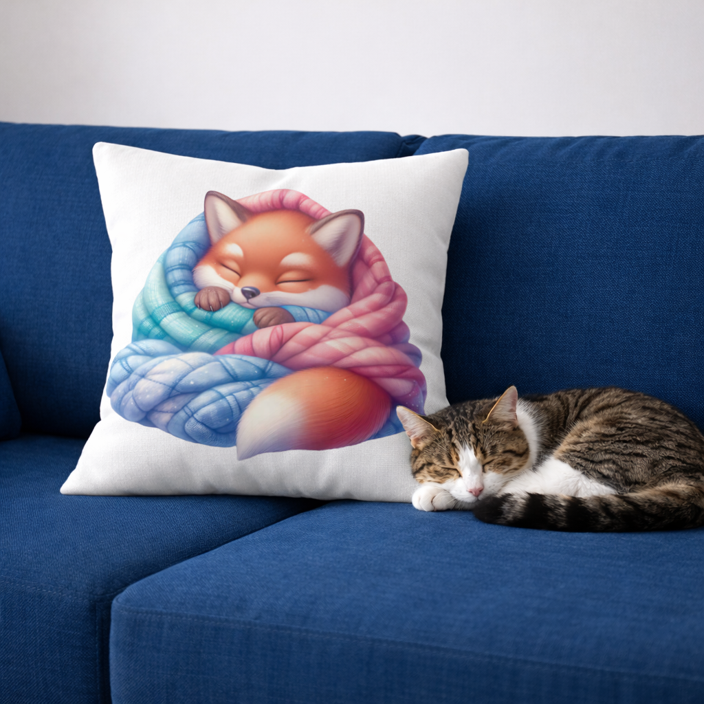 Sleeping Fox Knitted Blanket Decorative pillow cover