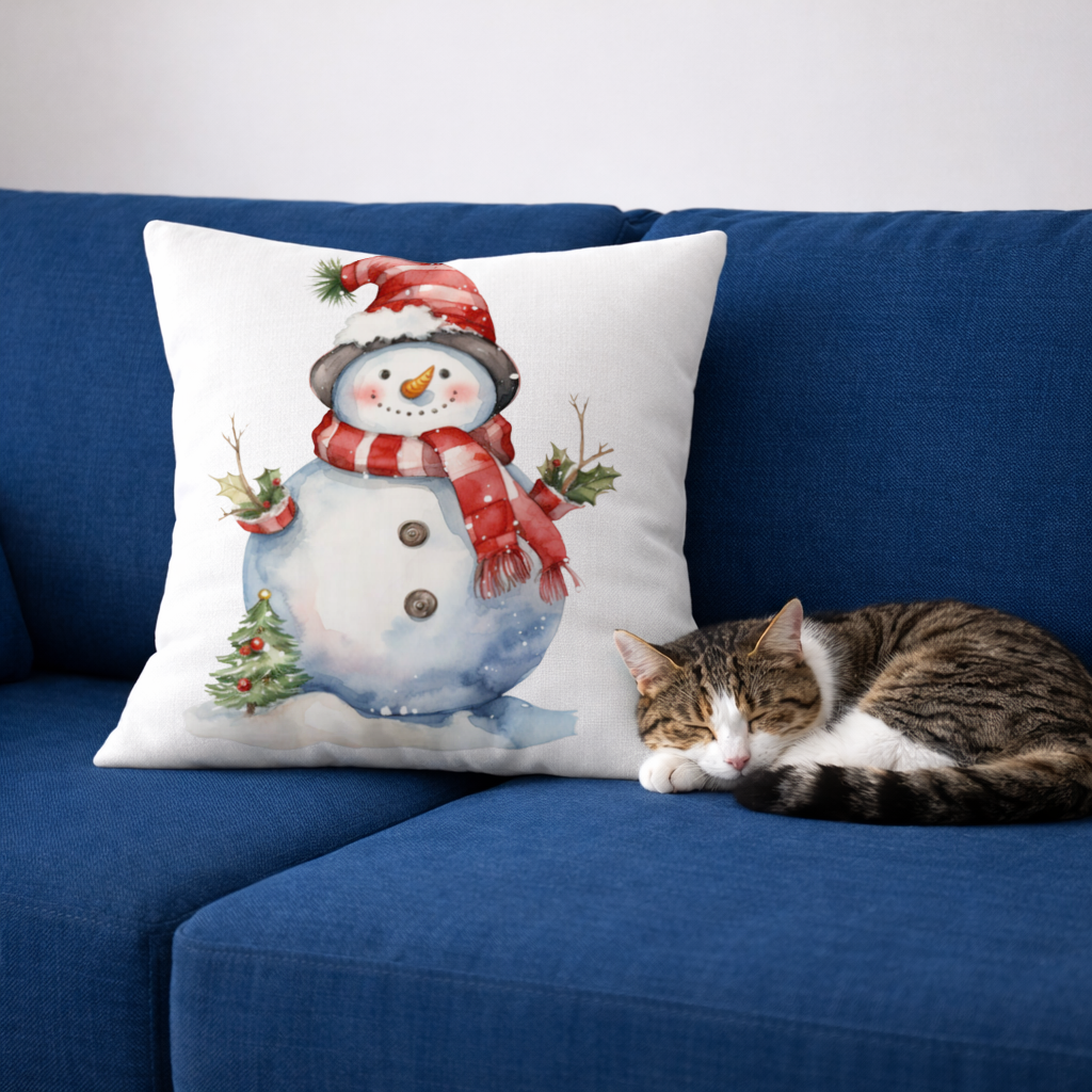 Whimsical Red Snowman Decorative pillow cover