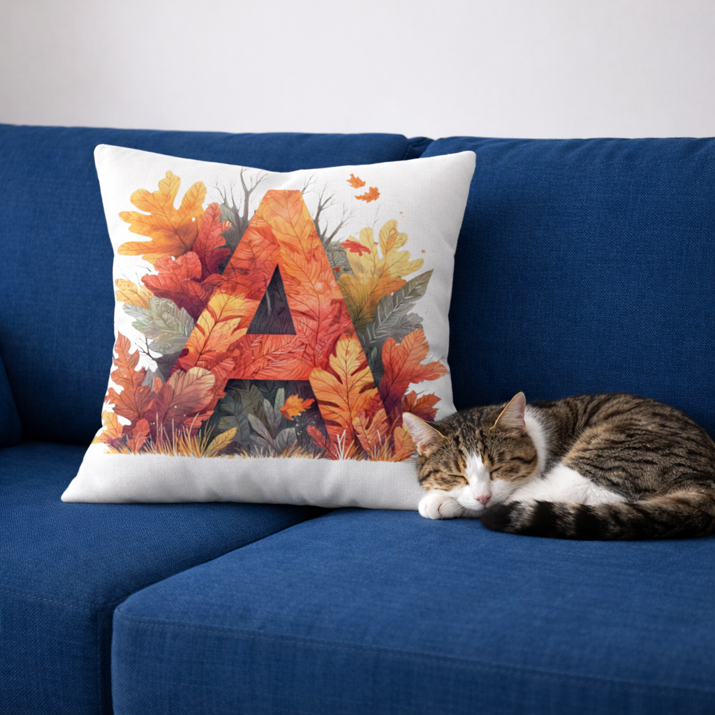 Autumn Leaf Letter A Monogram Decorative pillow cover