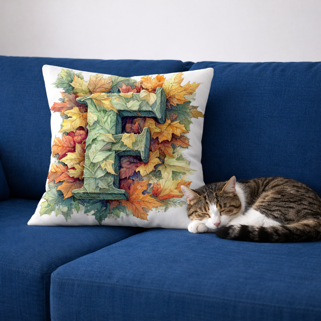 Autumn Leaf Monogram F Decorative pillow cover