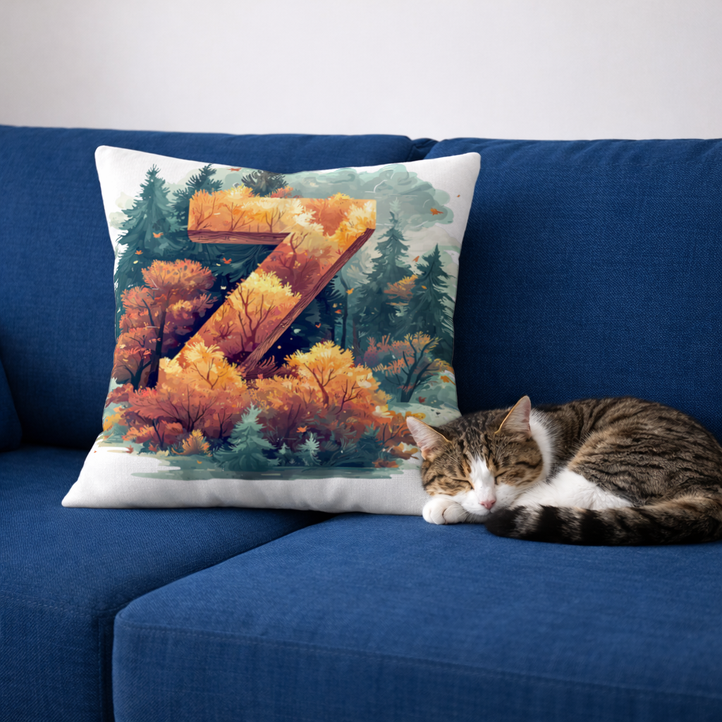 Autumn Leaf Forest Letter Z Decorative pillow cover