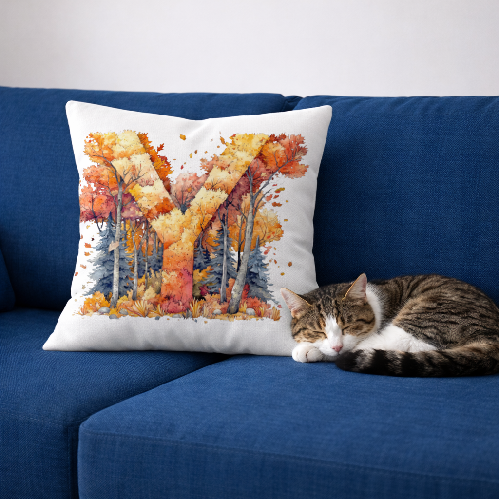 Autumn Forest Letter Y Decorative pillow cover