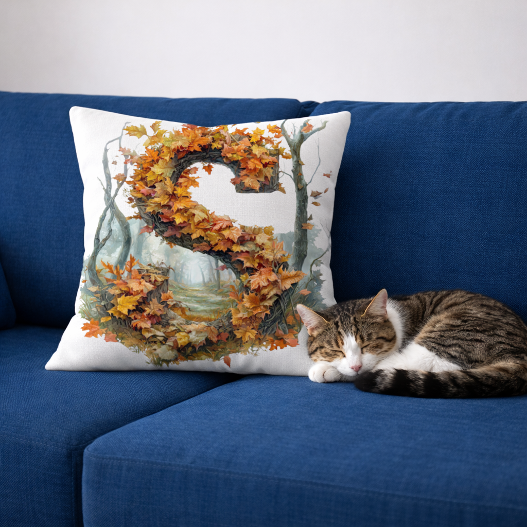 Autumn Maple Leaf Letter S Decorative pillow cover