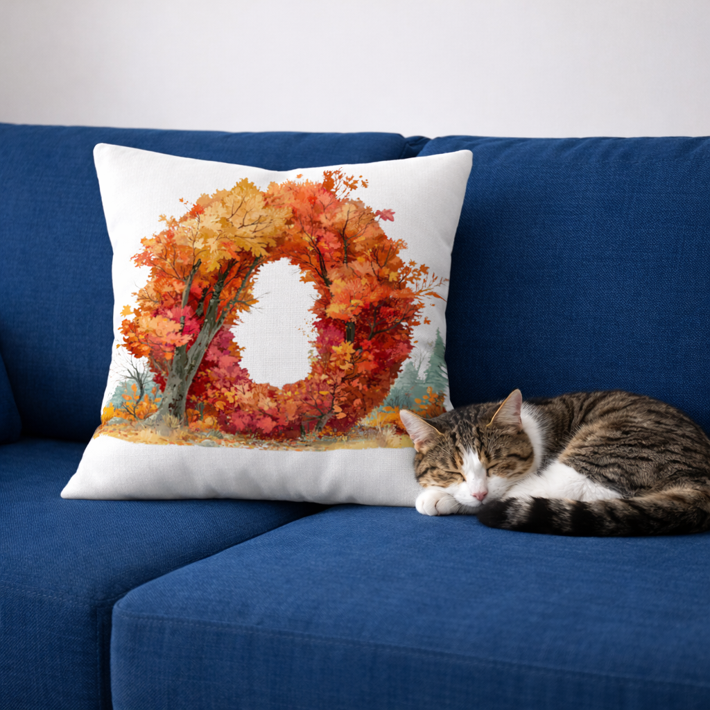 Autumn Leaf Letter O Decorative pillow cover