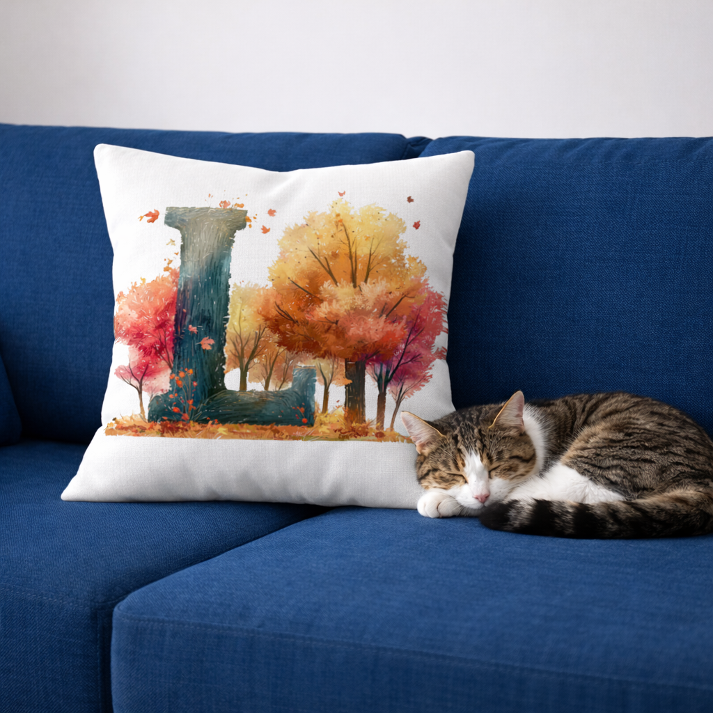 Autumn Forest Letter L Decorative pillow cover