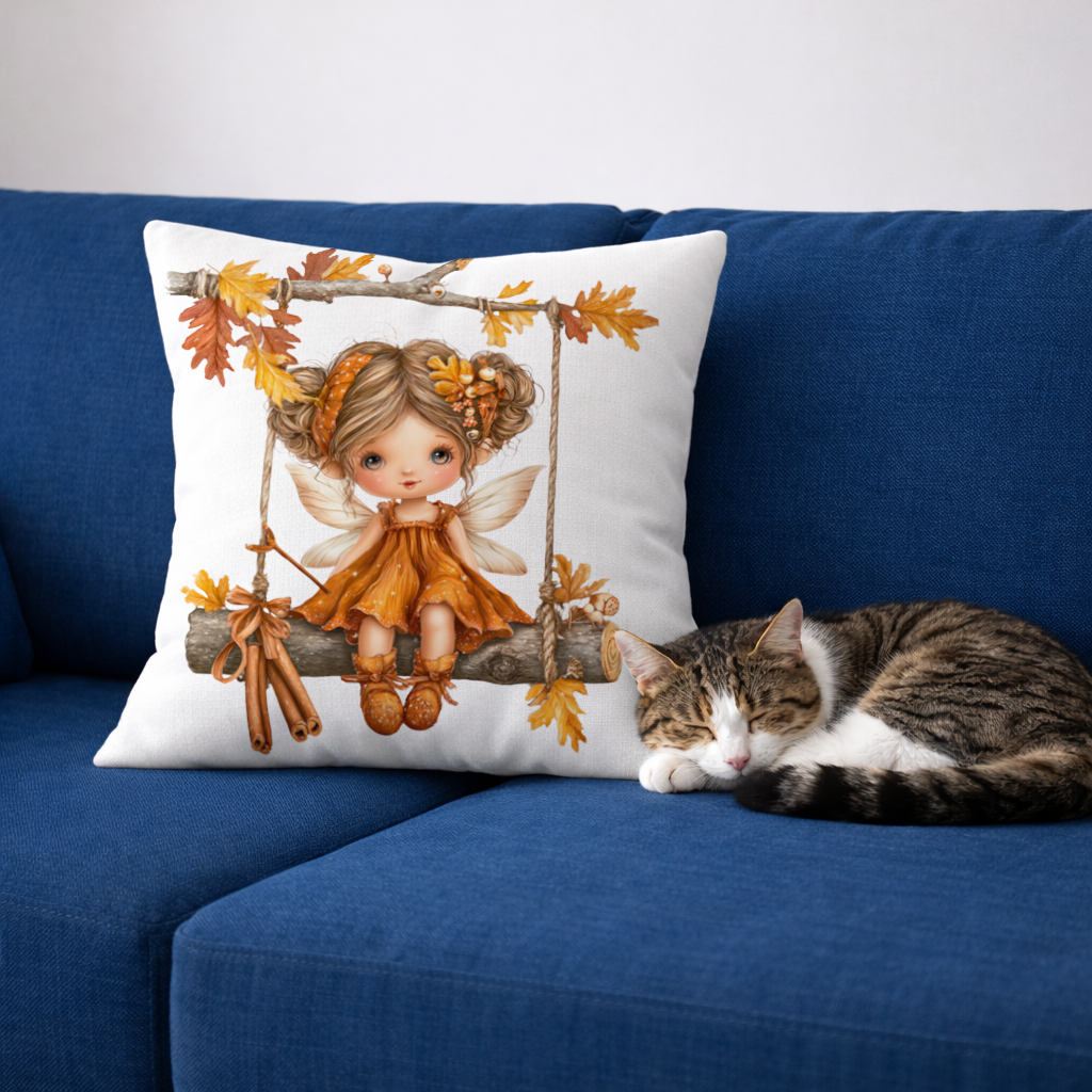 Whimsical Autumn Forest Fairy Decorative pillow cover