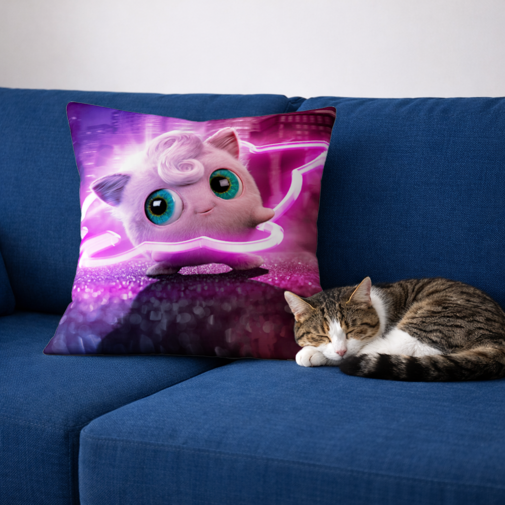 Cyberpunk Pink Fluffy Creature Decorative pillow cover