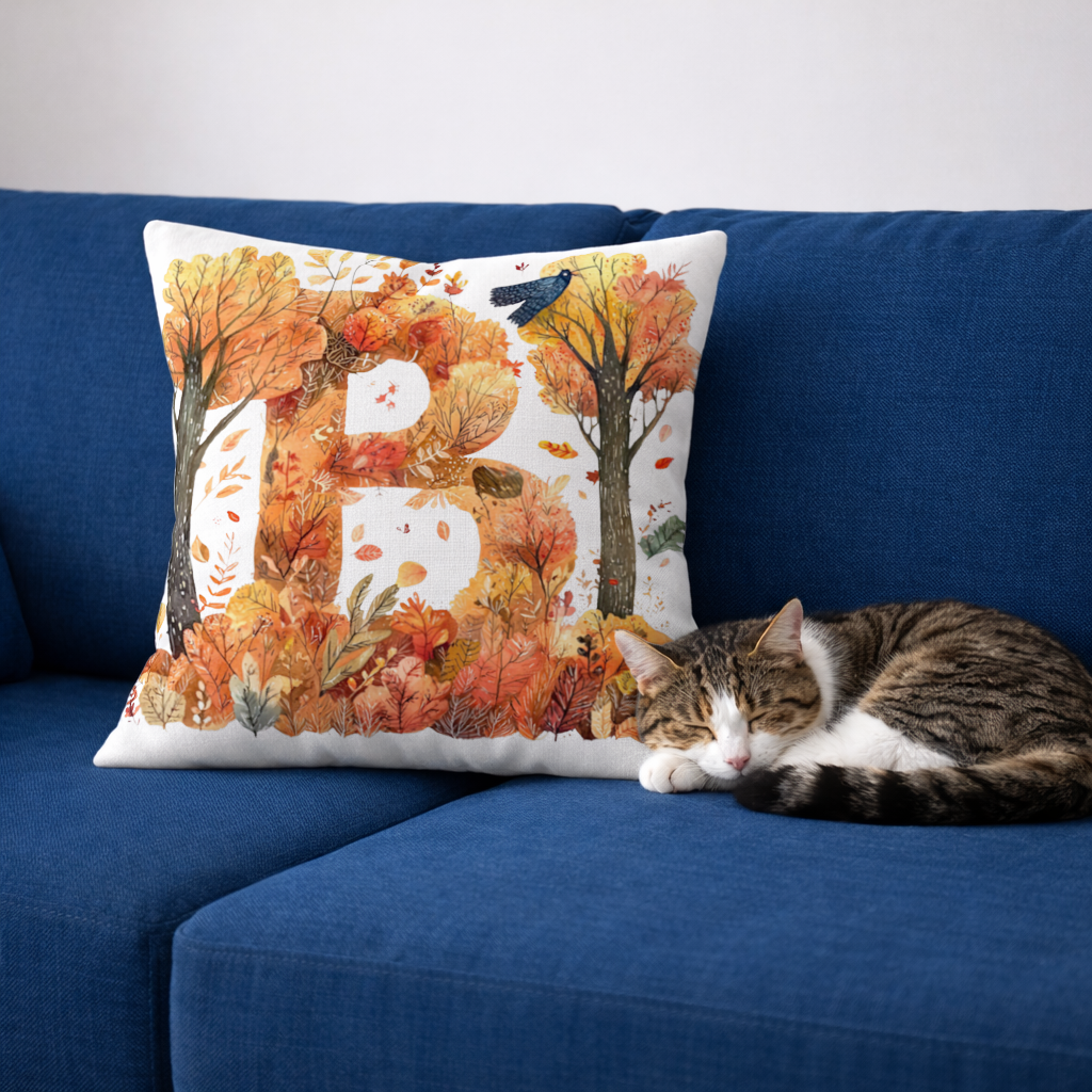 Fall Foliage Letter B Decorative pillow cover