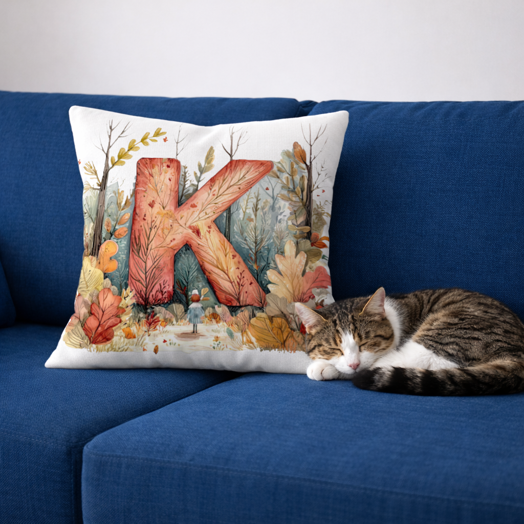 Autumn Forest Letter K Decorative pillow cover
